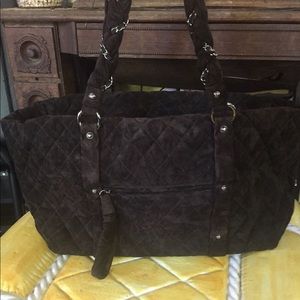 Chanel lady ligne suede large tote satchel